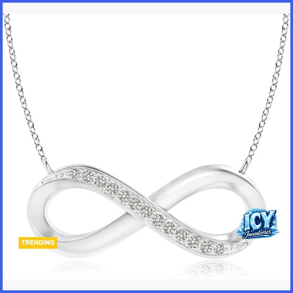 Sterling Silver Infinity Pendant Necklace with Diamond Accents